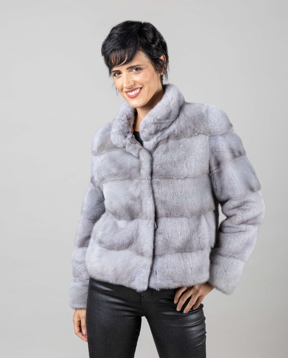 Chaqueta de mujer de pelo de visón con cuello levantado - Imagen 5