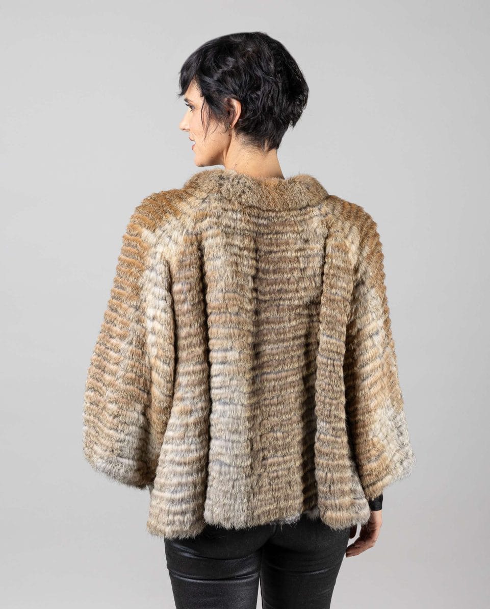 Chaqueta de mujer de pelo de rex chinchilla reversible con cuello mao - Imagen 2